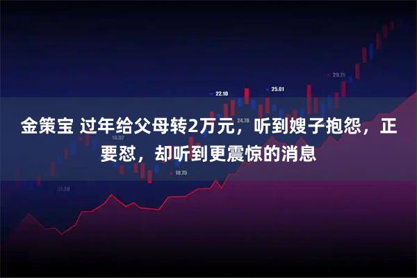 金策宝 过年给父母转2万元，听到嫂子抱怨，正要怼，却听到更震惊的消息