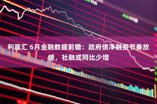 利赢汇 6月金融数据前瞻：政府债净融资节奏放缓，社融或同比少增